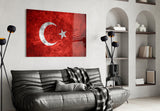 Flag of Turkiye Glass Wall Art.