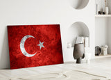 Flag of Turkiye Glass Wall Art.