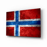 Drapeau norvégien à croix nordique en texture de pierre tableau en verre - 72x46 cm