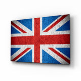 Union Jack brillante sobre muro de hormigón cuadro de cristal - 72x46 cm