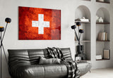 Flag of Switzerland Glass Wall Art.