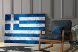 Flag of Greece Glass Wall Art.