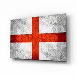 Scratched Steel Gray England Cross Flag Glass Wall Art - 72x46 cm
