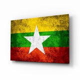 Flag of Myanmar Glass Wall Art.