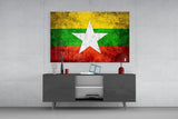 Flag of Myanmar Glass Wall Art.