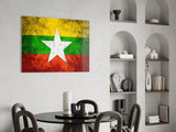 Flag of Myanmar Glass Wall Art.