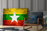 Flag of Myanmar Glass Wall Art.