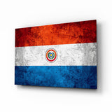 Scratched Metal Paraguay Seal Flag Glass Wall Art - 72x46 cm