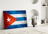 Flag of Cuba Glass Wall Art.