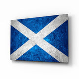 Icy Marble Deep Blue Scotland Flag Glass Wall Art - 72x46 cm