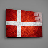 Flag of Denmark Glass Wall Art.