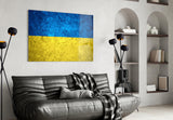 Flag of Ukraine Glass Wall Art.