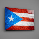 Flag of Puerto Rico Glass Wall Art.