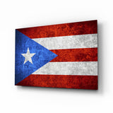 Dark Grunge Puerto Rico Lone Star Flag Glass Wall Art - 72x46 cm