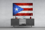 Flag of Puerto Rico Glass Wall Art.