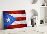 Flag of Puerto Rico Glass Wall Art.