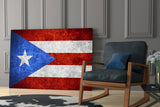 Flag of Puerto Rico Glass Wall Art.