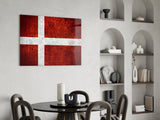 Flag of Denmark Glass Wall Art.