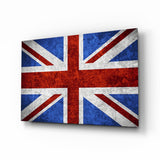 Union Jack carmesí calizo y azul real cuadro de cristal - 72x46 cm