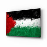 Watercolor Splatter Palestine Flag Glass Wall Art - 72x46 cm