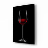 Tall Red Wine Glass Silhouette Glass Wall Art - 72x46 cm