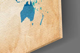 World Map Glass Wall Art