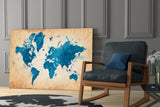 World Map Glass Wall Art.