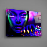 Neon Woman Glass Wall Art.