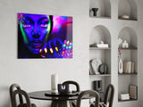 Neon Woman Glass Wall Art.