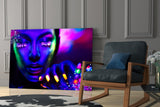 Neon Woman Glass Wall Art.