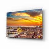 Sunset in Venice Glass Wall Art
