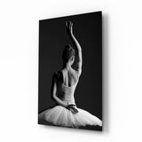 Ballerina in tutù, bianco e nero quadro in vetro - 72x46 cm
