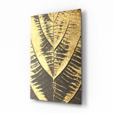 Blattgold-Blattadern auf Anthrazit Glasbild - 72x46 cm