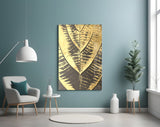 Golden Leaf Glass Wall Art.