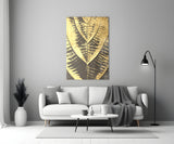 Golden Leaf Glass Wall Art.