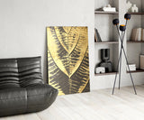 Golden Leaf Glass Wall Art.