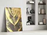 Golden Leaf Glass Wall Art.