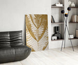 Golden Leaf Glass Wall Art.