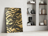 Golden Waves Glass Wall Art.