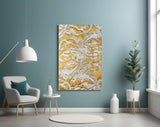 Golden Waves Glass Wall Art.