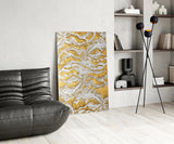 Golden Waves Glass Wall Art.