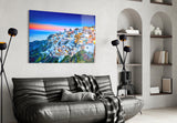 Santorini Glass Wall Art.