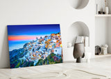 Santorini Glass Wall Art.