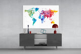 World Map Glass Wall Art.