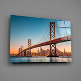 San Francisco Oakland Bay Bridge Glass Wall Art.