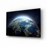 Le luci delle città sulla Terra di notte quadro in vetro - 72x46 cm