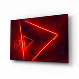 Triangle néon rouge et marbre tableau en verre - 72x46 cm