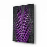 Frondas de palma areca morado brillante cuadro de cristal - 72x46 cm