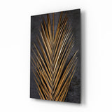 Frondas de palma areca bronce dorado cuadro de cristal - 72x46 cm