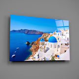 Santorini Glass Wall Art.